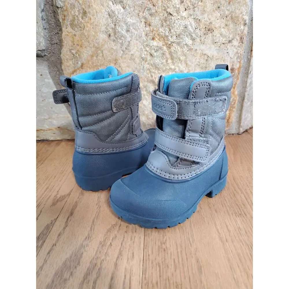 Carter's Toddler 6 Blue and Gray Snow Boots VGUC Winter